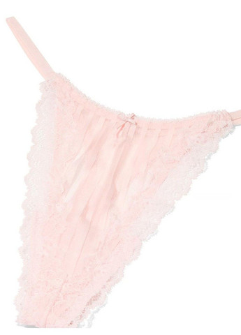 Трусики-стринги жіночі мереживні Lacie Sheer Heritage String Thong Panty пудрові Victoria's Secret (362556082)