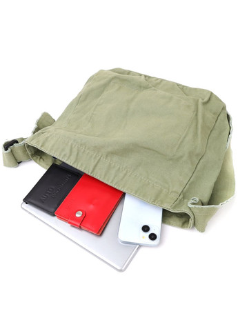 Міська сумка через плече текстильна з оливковою кишенями. Vintage (352167684)