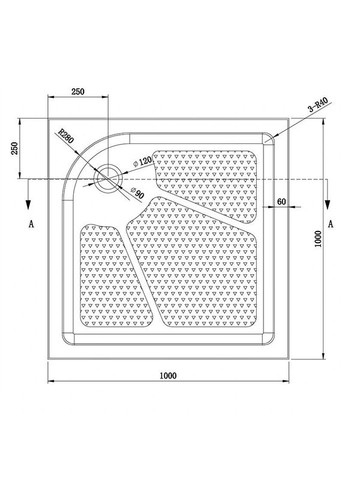 Душовий піддон D102R квадратний, 100х100х15 Dusel (317287050)