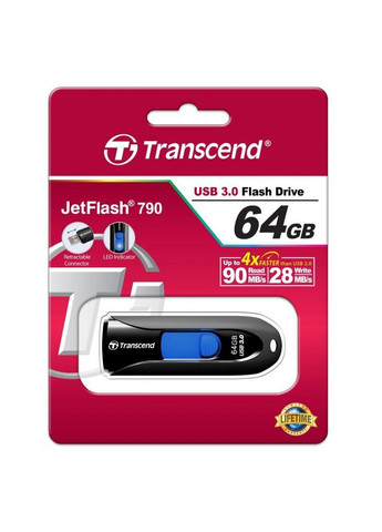 USB флеш накопичувач (TS64GJF790K) Transcend 64gb jetflash 790 usb 3.0 (268146097)