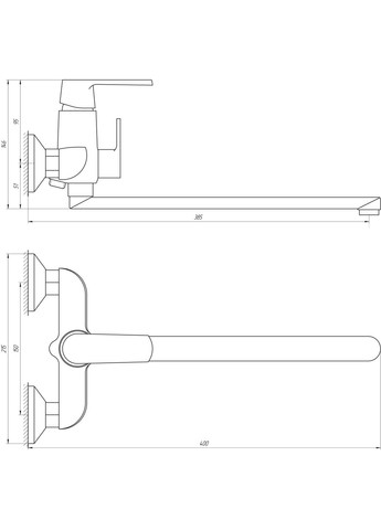 Змішувач для ванної Laguna GLA-0208-7-WHITE EURO Globus Lux (335040644)