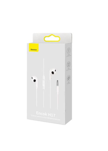 Навушники Encok 3.5mm lateral in-ear Wired Earphone H17 White Baseus (297452723)