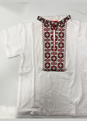 Белая вышиванка трикотажная Piccolo узор геометрический хлопок (304667081)