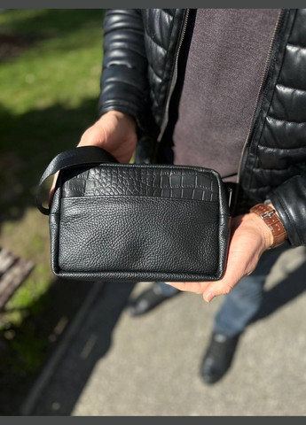 Мужская кожаная сумка нагрудная бананка Cube croco No Brand (329880788)