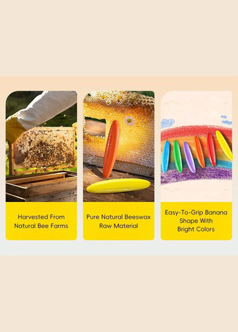 Натуральні воскові безпечні олівці крайони, що миються Бананчики 12 кольорів ( JA96659 ) для малят від 1 року Mirola (338435294)