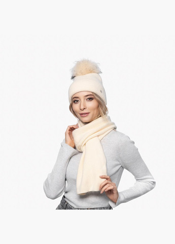 Набір шапка з помпоном + шарф жіночий ангора бежевий GILL LuckyLOOK 284-289 (322792614)