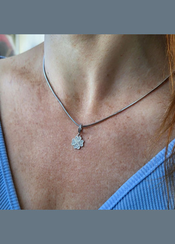 Серебряный шарм подвеска Клевер с Белыми Камнями серебро 925 пробы Родированное 1246 0.85г No Brand (306743421)