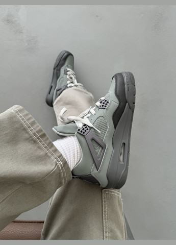 Серые демисезонные кроссовки мужские и женские nike air jordan 4 retro grey | найк аир джордан 4 серые No Brand