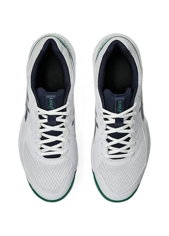 Білі кросівки тенісні біло-зелено-темно-сині 1041a408-105 Asics GEL-DEDICATE 8 ALL COURT