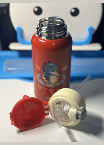 Термос детский с трубочкой 550 мл красный No Brand Дракон (302891905)