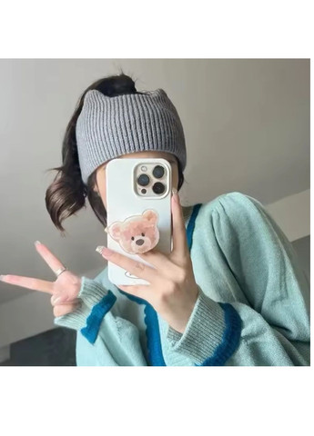 Повязка на голову теплая вязаная "Кошка" с ушками No Brand Пов'язка (301941585)