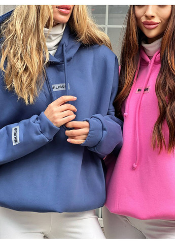 Жіночий теплий худий OVER з турецької тринітки Пеньє з начосом колір індиго milirud (366292303)