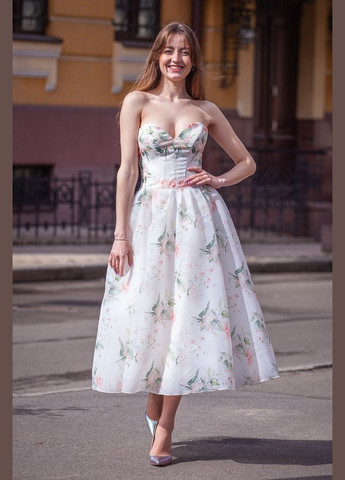 Комбинированное вечернее платье с юбкой-солнце, колокол, а-силуэт Lolita с цветочным принтом
