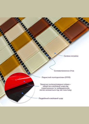 Мозаика из декоративного стекла коричневая 298х298х4,5мм 3DPanda-2363 Sticker Wall (323155153)