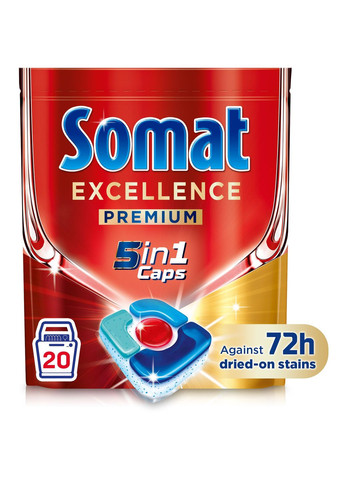Капсули для посудомийної машини Exellence 5 в 1, 20 шт. Somat 9000101808384 (328401611)