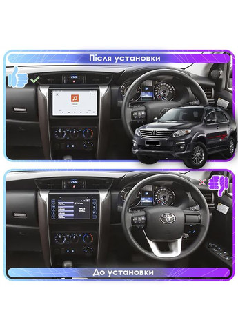 Штатная магнитола 9" для Toyota Fortuner II 2015-2020 4/64 QLED CarPlay 4G Wi-Fi GPS 360 Prime 3 шт. Lesko (336203888)