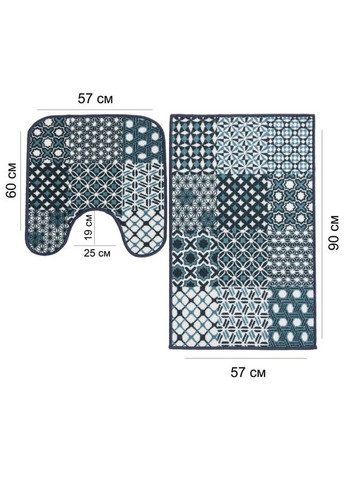 Набор ковриков для ванной комнаты Taba 314-2 57х90 и 57х60 см темно-бирюзовый No Brand (364969156)