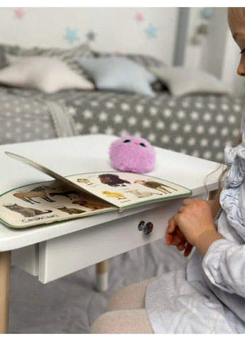 Дитячий столик зі стільчиком Метелик та ящиком для олівців та розмальовок (Білий) No Brand (331639800)