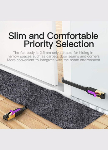 Патч корд сетевой кабель 10 Гбит\с Ethernet RJ45 Cat 7 плоский 5М Black (ICABJ) Vention (300524003)