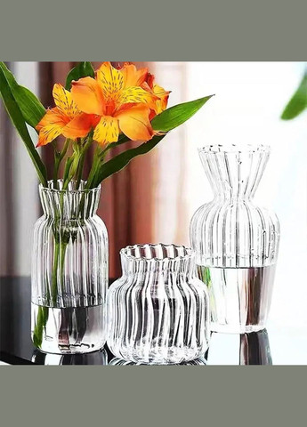 Стильная средняя прозрачная стеклянная ваза No Brand (295012662)