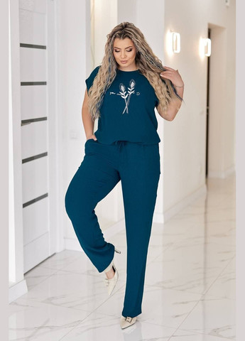 Жіночий прогулянковий костюм з принтом смарагдового кольору New Trend (325817528)