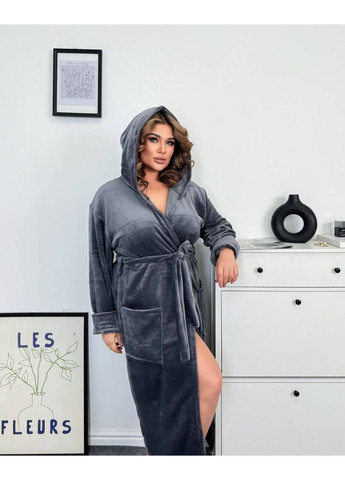 Жіночий подовжений халат з капюшоном No Brand (369245215)