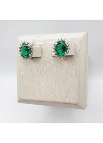 Сережки срібні зі смарагдом альпінітом 4,83 г No Brand (369737318)
