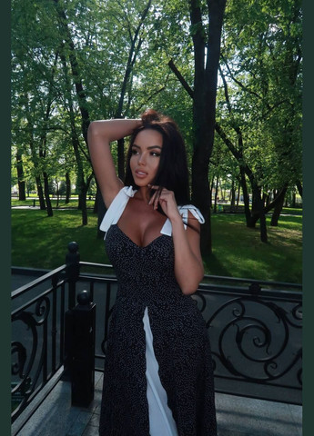 Черное повседневный женское платье No Brand с цветочным принтом