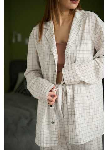 Молочная всесезон пижама женская в клеточку вареный хлопок homely молочная Handy Wear