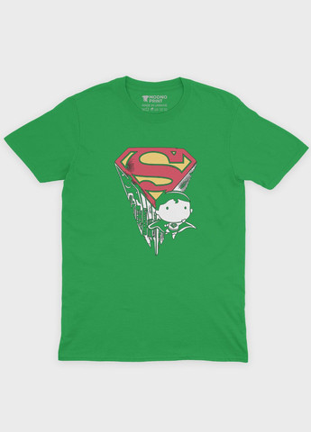 Зеленая демисезонная футболка для девочки с принтом супергероя - супермэн (ts001-1-keg-006-009-004-g) Modno
