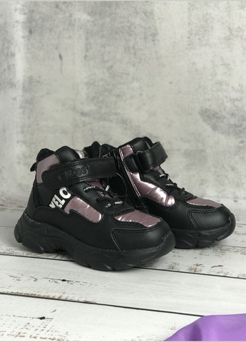 Черные повседневные осенние ботинки демисезонные детские для девочки черный (781) Clibee