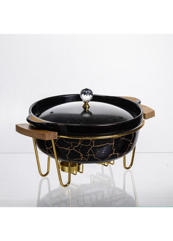 Марміт порцеляновий настільний круглий 1.3 (л) мармітниця з підігрівом Чорний мармур LC-717 Yiwu (370675466)