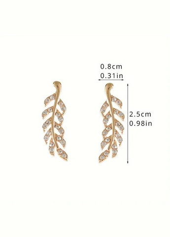 Серьги-гвоздики листья белые кристаллы золотистые 2.5 см женские Liresmina Jewelry (329720375)