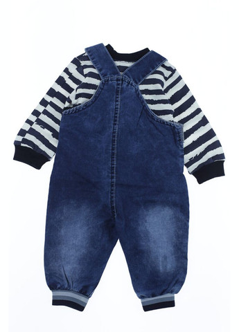 Синій демісезонний водолазка з джинсовим напівкомбінезоном для хлопчика бавовняний панда синій 68 см (41459) BABYKROHA