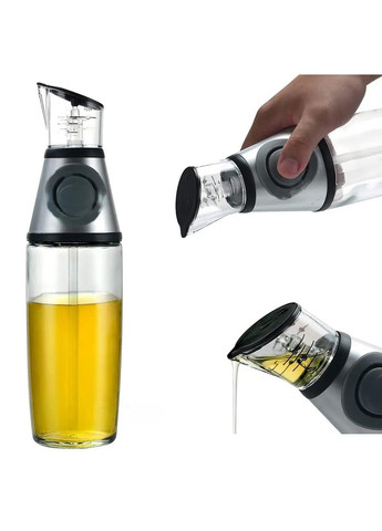 Диспенсер дозатор для олії соусу оцту скляна пляшка з мірною шкалою та насосом 500 мл Press & Measure Kitchen Master (290840762)