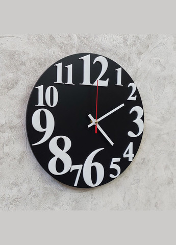 Годинник настінний чорний з білими цифрами Wood One (302319157)