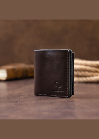 Вертикальное глянцевое Кожаное портмоне мужское с накладной монетницей 11330 Шоколадное Grande Pelle (306882044)