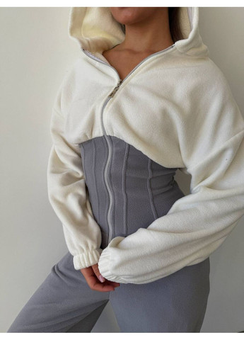 Комбінезон жіночий флісовий Style Point комбінезон-брюки однотонний сірий повсякденний, кежуал фліс