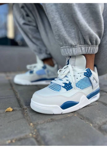 Синие демисезонные кроссовки мужские nike air jordan 4 retro golf military blue найк аир джордан синие No Brand