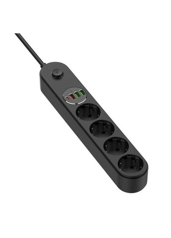Фильтр питания CW-CHE44PDB 4 розетки, 4USB (Type-C PD20W + 3USB QC3.0) (45W), 2м, Black Colorway (336958752)