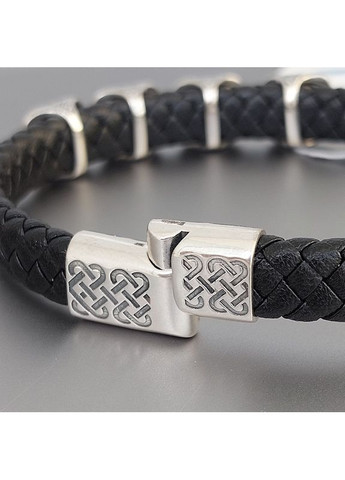 Браслет православный с ликами святых из серебра и кожи No Brand (365280587)