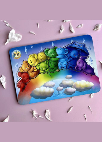 Дерев'яний пазл-вкладиш "Мишки" (ПСД121) PSD121 кольори веселки Ubumblebees (302010270)