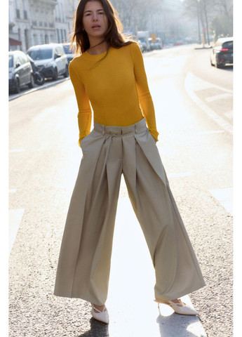 Широкі штани із защіпами та тонким ременем Zara (352767226)