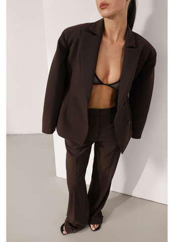 Темно-коричневый женский блейзер приталенный шоколадный 854 Papaya - всесезон