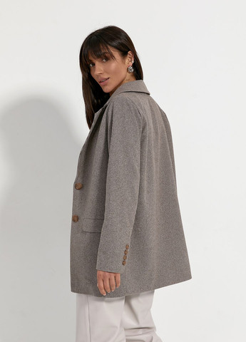 Коричневый женский классический удлиненный женский пиджак шерсть гусиная лапка ARTMON с узором пье-де-пуль «гусиная лапка» - демисезонный
