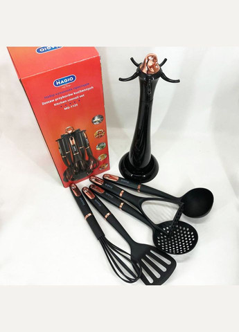 Кухонный набор лопаток силиконовый MG-1125, Кухонный набор столовых предметов CW-888 на подставке Magio (352769344)