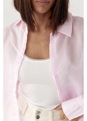 Розовая классическая рубашка в полоску Lurex