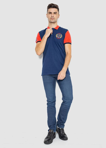 Синяя футболка-поло мужское с принтом для мужчин Ager