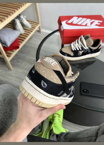 Кроссовки женские и мужские Nike SB Dunk Low x Travis Scott Cactus Jack | Найк сб Данк низкие черные No Brand чёрные демисезоны (307397766)