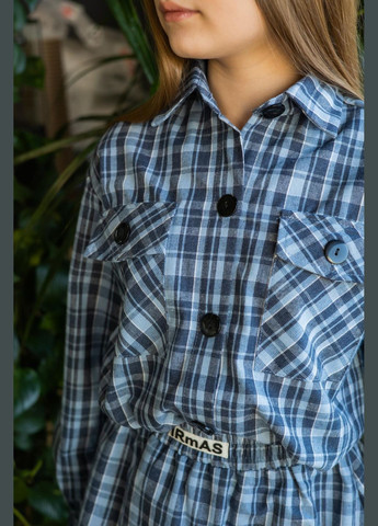 Синій демісезонний комплект (сорочка, спідниця) підлітковий спідничний, з сорочкою IRmAS